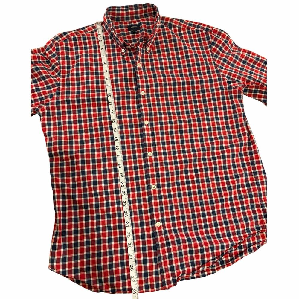 J. Crew Plaid Red and Navy Buttondown - Picture 5 of 6